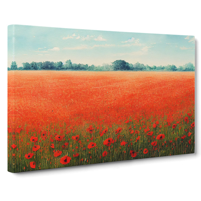 Watercolour Poppy Field Vol.5 - Wrapped Canvas, 35cm H x 50cm W x 3cm D