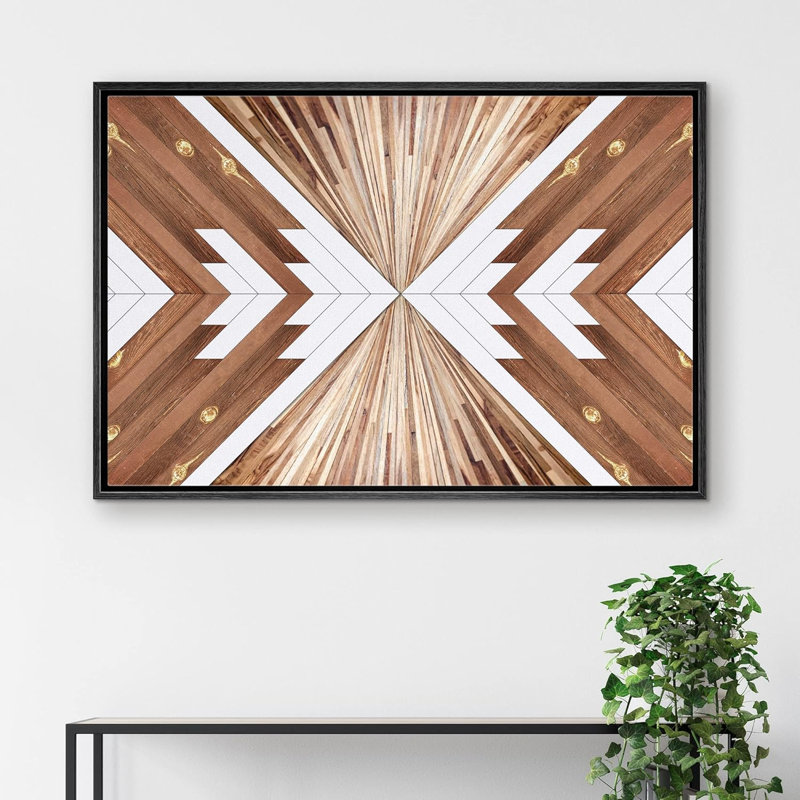 Panneaux à effet géométrique en bois brun à motif géométrique Western, Noir, H 16 po x l 24 po
