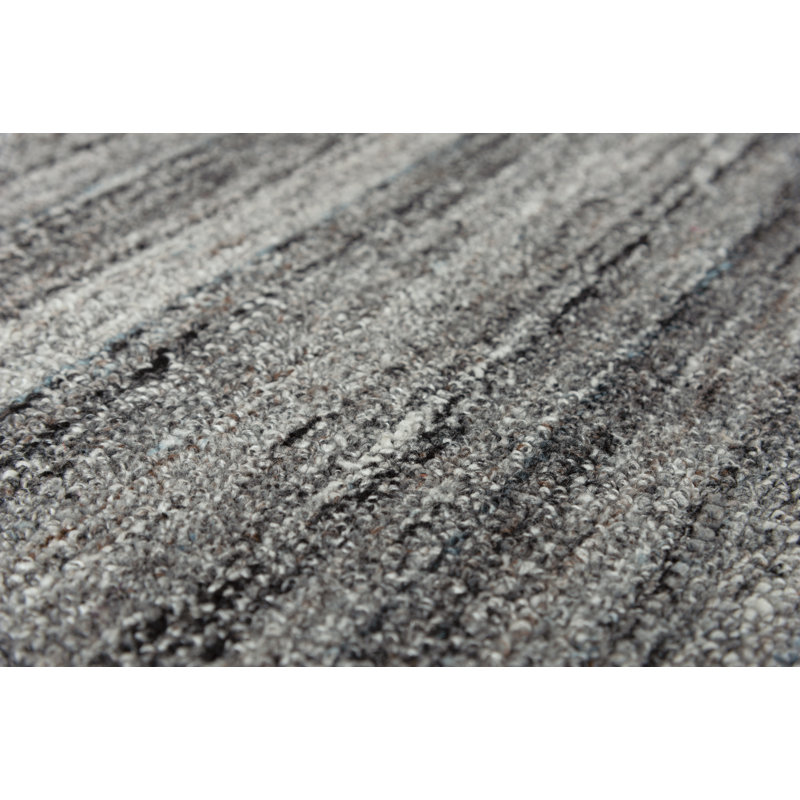Tapis rayé gris touffeté à la main, Rectangle 5 pi x 7 pi 6 po