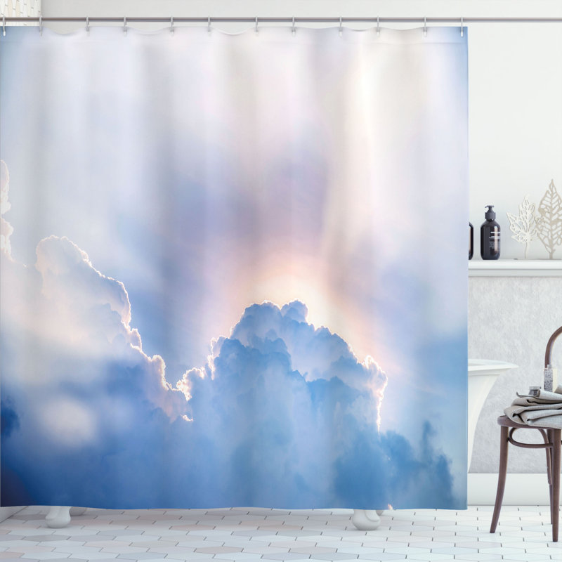 Shower Curtain with Hooks Included, 69" H x 105" W