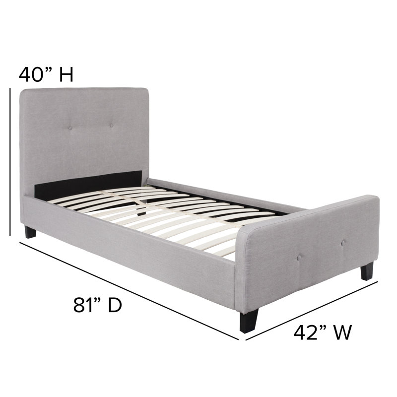 Tribeca Tufted Platform Bed with 10 Inch Pocket Spring Mattress, Twin, Light Gray