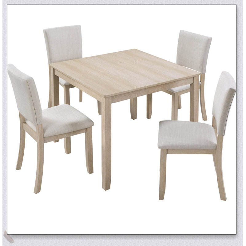 Ensemble de table de salle à manger moderne en bois 5 pièces avec 4 chaises, parfait pour la vie contemporaine et peu encombrant