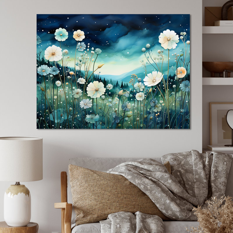 " Misty Flower Meadows IV ", 30" H x 40" W x 0.5" D, Wrapped Canvas