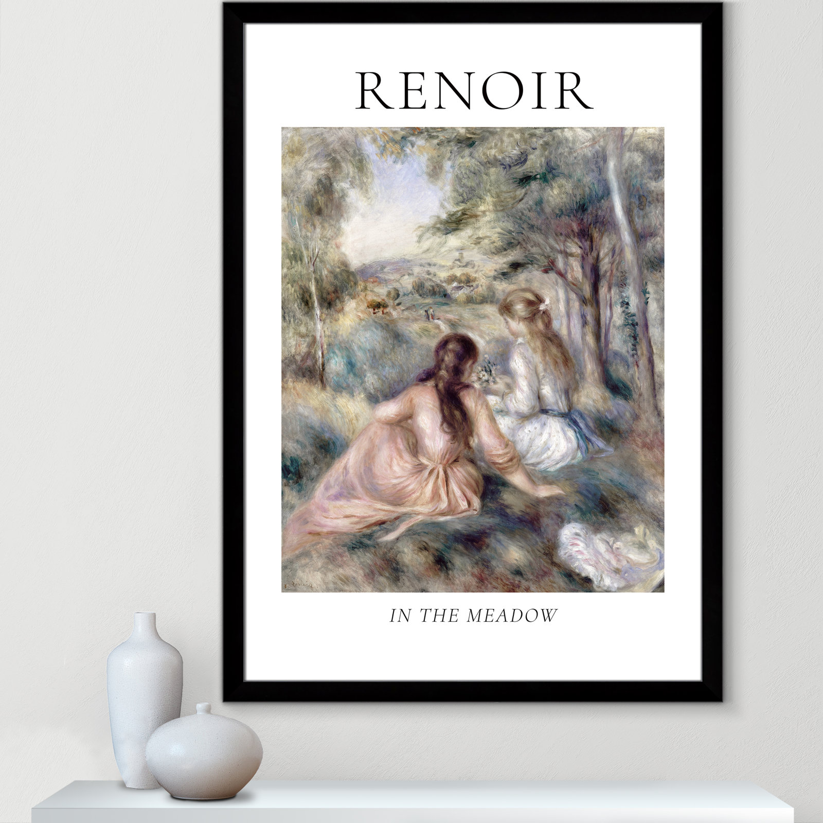 Old Masters Collection "In the Meadow" Print, No, Black Single Picture Frame, 49" H x 35" W x 1.25" D