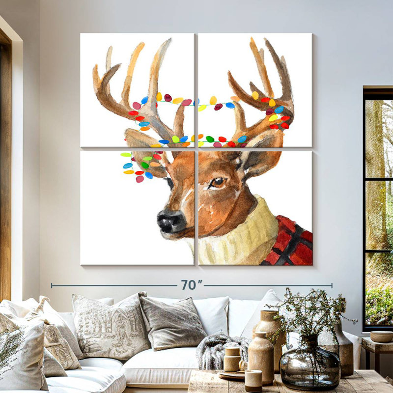 Brampt Christmas Lights Reindeer Sweater, 57'' H x 57'' W