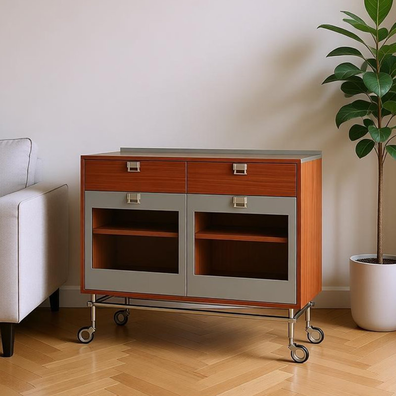 Armoire de rangement mobile en acier inoxydable, H 35,43 po x l 47,24 po x P 15,75 po, Argent