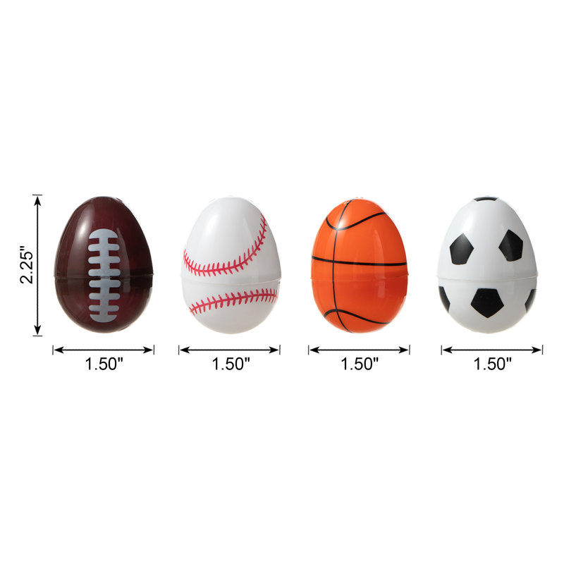 48 œufs de sport remplissables en plastique de H 2,25 po 48PK, 12 de chaque