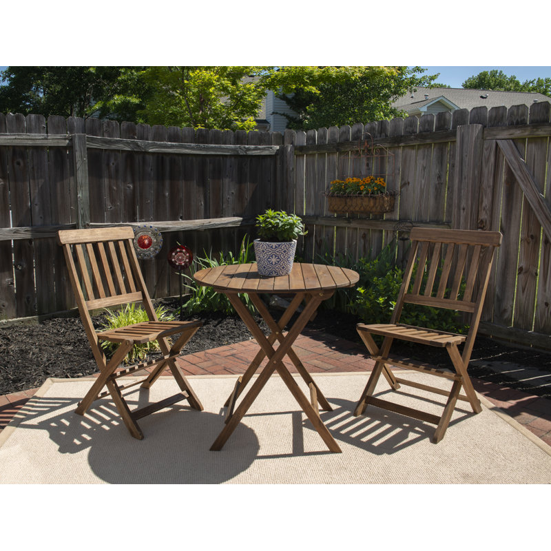 Glyndon 2 - Person Wood Patio Dining Set with Round Table