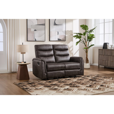 59" Wide Modern And Overstuffed Soft Upholstered Manual Reclining Loveseat Sofa