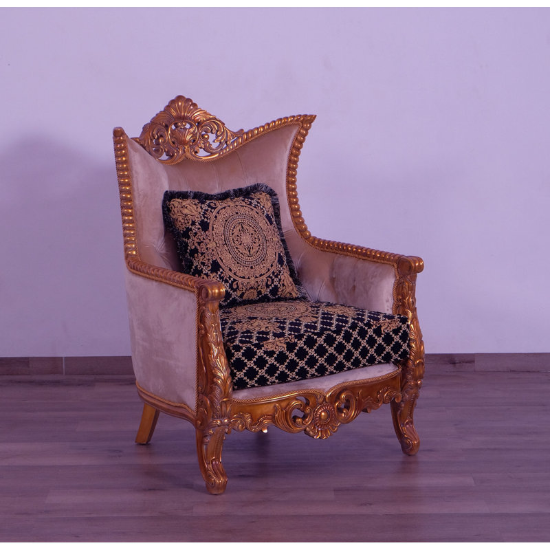 Fauteuil de 41 po de largeur Modigliani, Noir / or / brun pâle