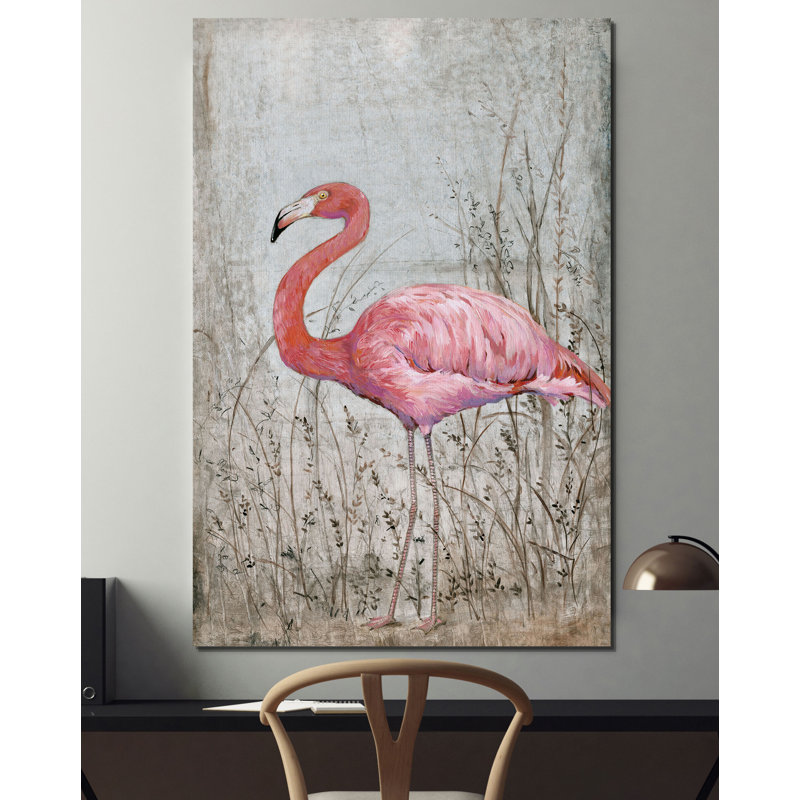 « american flamant rose ii », reproduction, H 18 po x l 12 po x P 1,5 po, Toile tendue