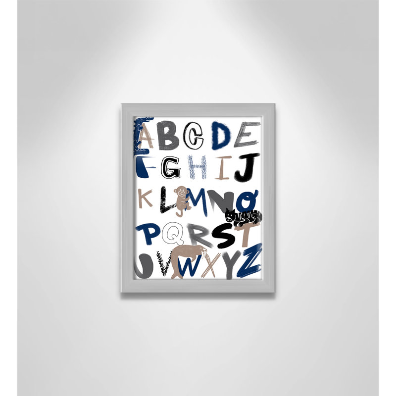 Critter Alphabet 1, impression sur papier, H 10 po x l 8 po x P 1,18 po, Encadré de boîte argent