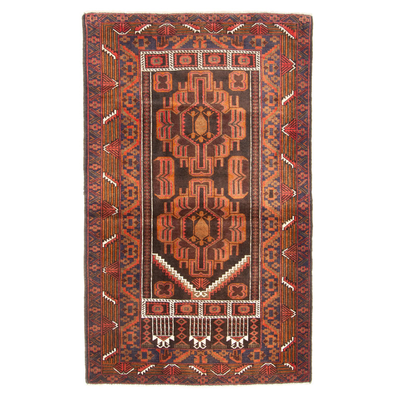 Tapis brun Teimani 3 pi 1 po x 5 pi 0 po