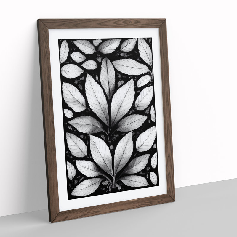 Leaves Pattern No.1 - Framed Print, 64cm H x 46cm W x 2cm D, Walnut