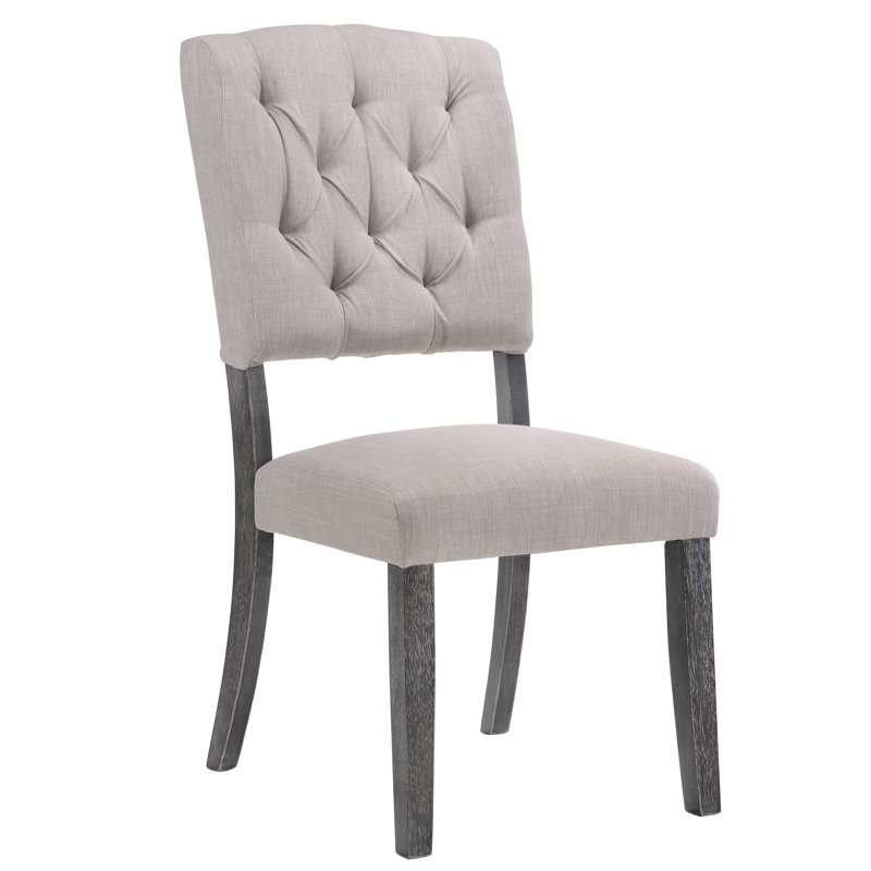 Ensemble de 2 chaises d'appoint en lin beige et chêne gris vieilli, Gris