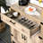 Kitchen Cabinet, Industrial Style With Drawer And Adjustable Shelf, Wooden Accent, Oak Cabinet Wide Door Accent Storage For Bottles Kitchenware Display
