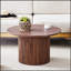 Table basse moderne avec un diamètre de 27,5 pouces, un panneau de fibres à densité moyenne et des pieds cylindriques pour une esthétique et une fonctionnalité à la maison