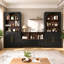 Three Piece Arched Wooden Bookcase Suite With Storage Cabinets And Adjustable Shelves For Home Organization-1311738626