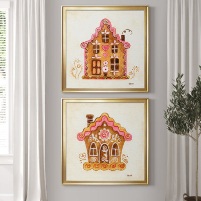 «Gingerbread House I», ensemble de 2 reproductions d'art encadrées