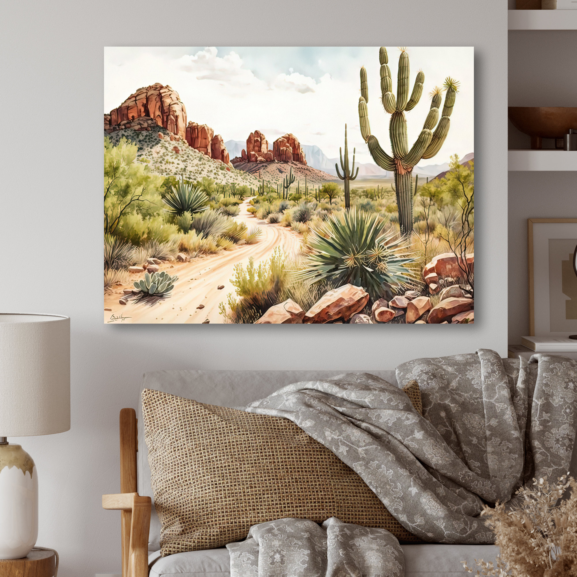 Design Art Arizona Desert Scenery II - Graphic Art on Canvas | Wayfair