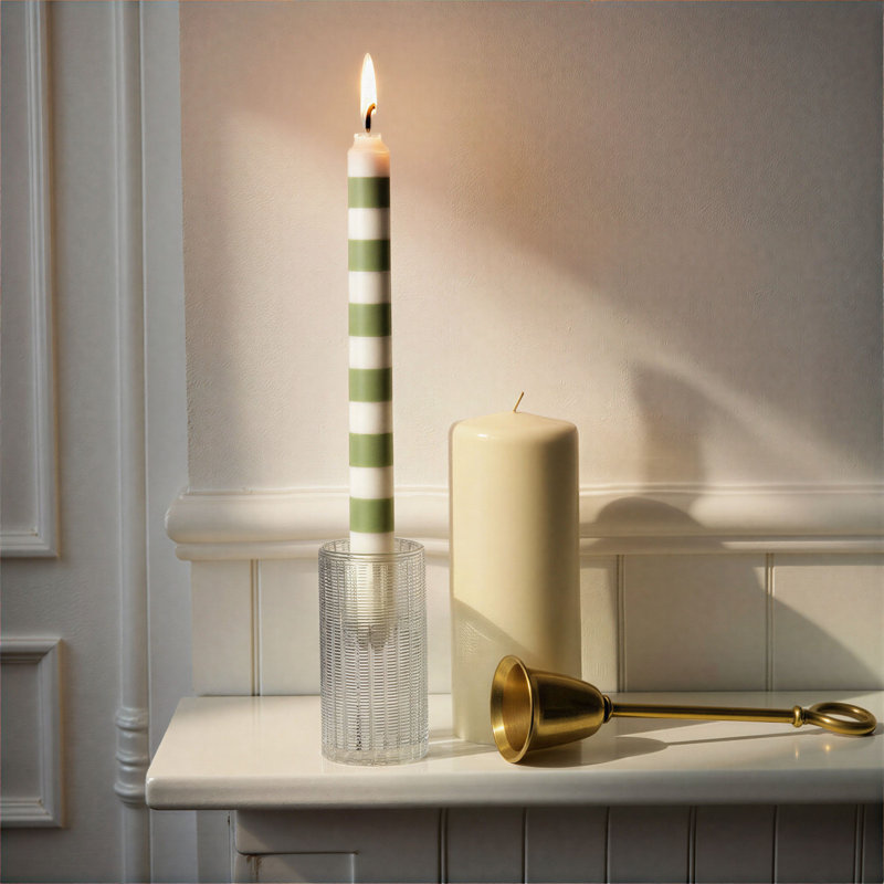Tall Cut Glass Taper Candle Holder