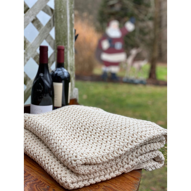 Knitted Throw Blanket, Natural