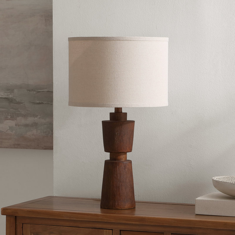 Lampe de table en résine Gaspara, Brown Base / Oatmeal Shade