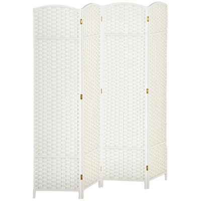 HOMCOM Room Divider, 4 Panel Folding Privacy Screen, 5.6' Tall Freestanding Partition for Home Office, Bedroom, White