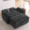 Canapé inclinable double Leisure avec dossier réglable, accoudoirs rembourrés, port de charge USB et repose-pieds de rangement assorti
