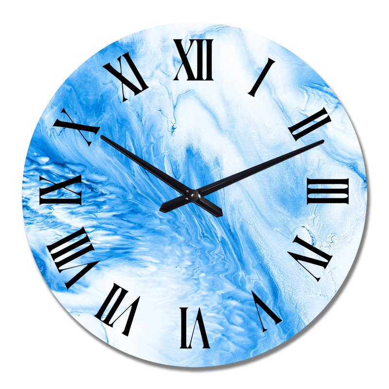 Horloge murale moderne bleue et blanche, Grand