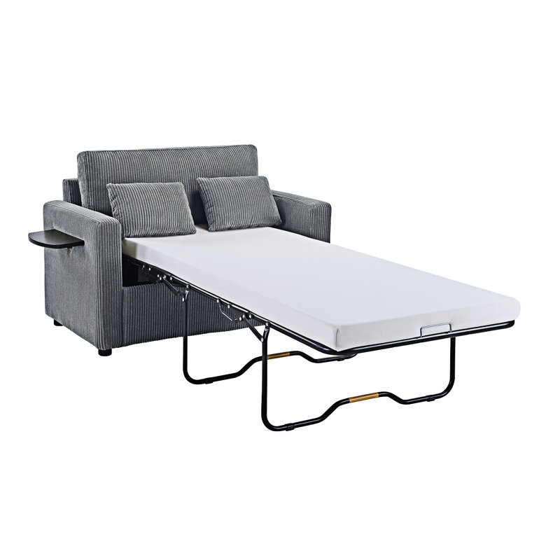 Canapé-lit avec matelas pliable, Gris