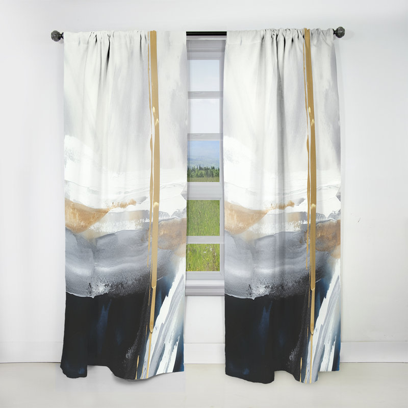 Guilbert - Black Eruption Of Marble IV - Modern Curtain - Velvet Room Darkening - 1 panel, 52" W x 95" L