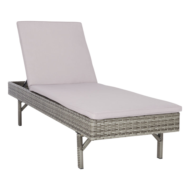 Chaise longue inclinable avec coussins Esmai, Cadre gris / coussin gris