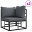  Garden Sofa Set With Cushion 3 Pcs Black Aluminium
