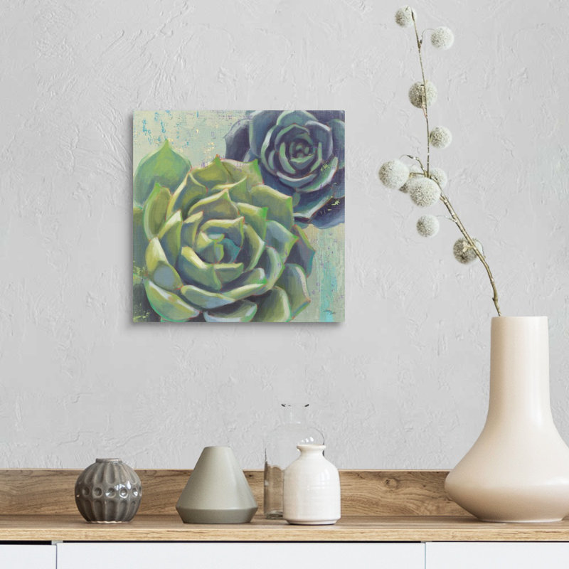 «Succulents I Crop», art mural sur toile, Toile tendue, H 12 po x l 12 po x P 1,25 po