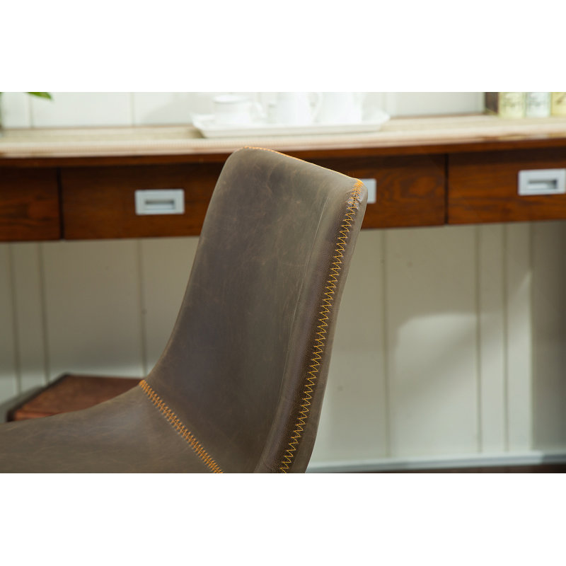 Ensemble de 2 chaises de salle à manger rétro en cuir PU, brun antique