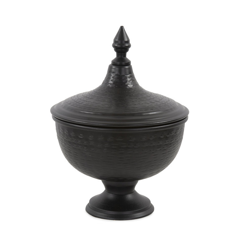 Bhavina Handmade Aluminum Jar, 11" H x 8.25" W x 8.25" D, Black