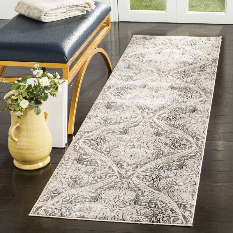 Tapis oriental gris Egon, Tapis de couloir 2 pi 2 po x 12 pi