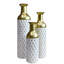 Vase de sol décoratif haut en métal texturé géométrique à motif losanges, lot de 3