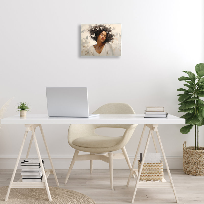 «Woman with White Butterflies», plaque murale par Arlington Prints