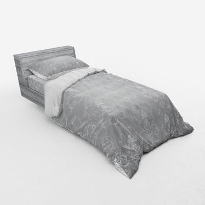 Ensemble de housse de couette en microfibre gris / blanc