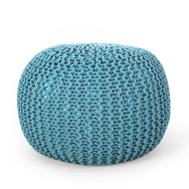 Pouf rond, Coton bleu sarcelle