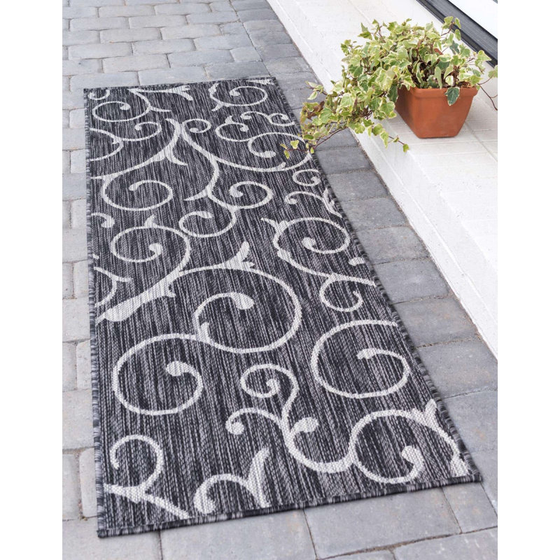 Outdoor Kona Area Rug Slate Color, Runner 2' x 6'