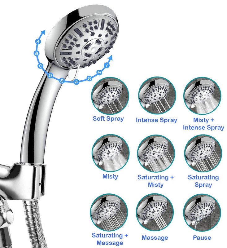 High Pressure Powerful Water Handheld Shower Set 9Function