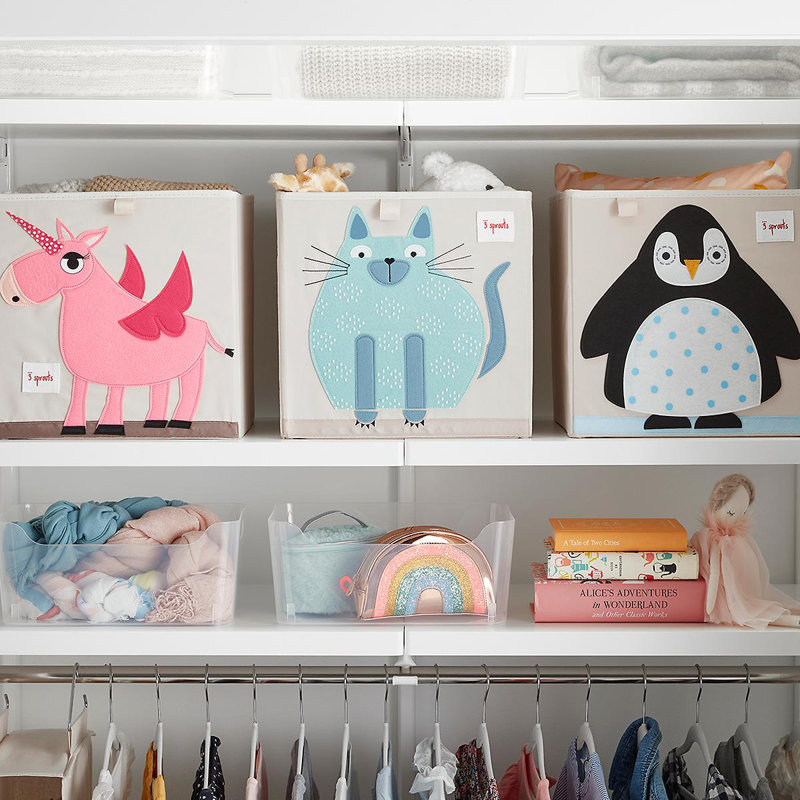3 Sprouts - Toy Storage Cube for Baby and Kids - Unicorn