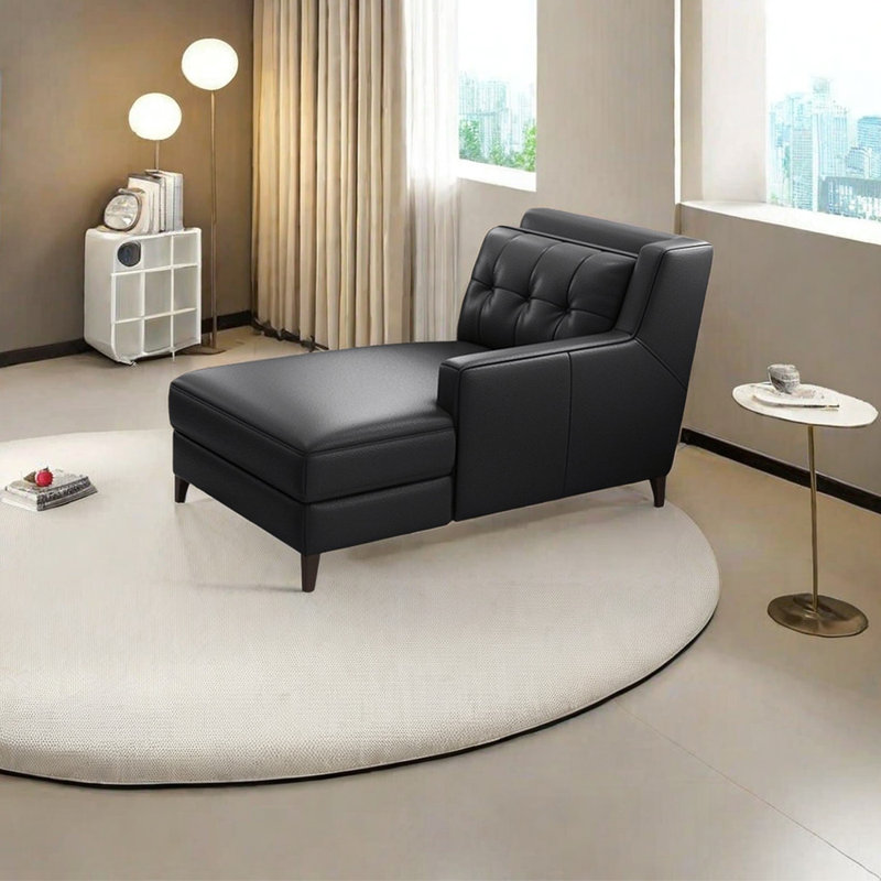 Fauteuil inclinable ergonomique en cuir rembourré d'éponge, Accoudoir à gauche (vu de face), Noir