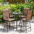Ensemble de bar d'extérieur, tabourets pivotants et trou pour parasol 5 pièces PVC-coated polyester