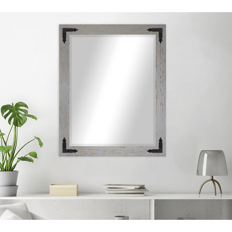 Tuohy Solid Wood Flat Wall Mirror, 41"  x 35" , Gray/Red