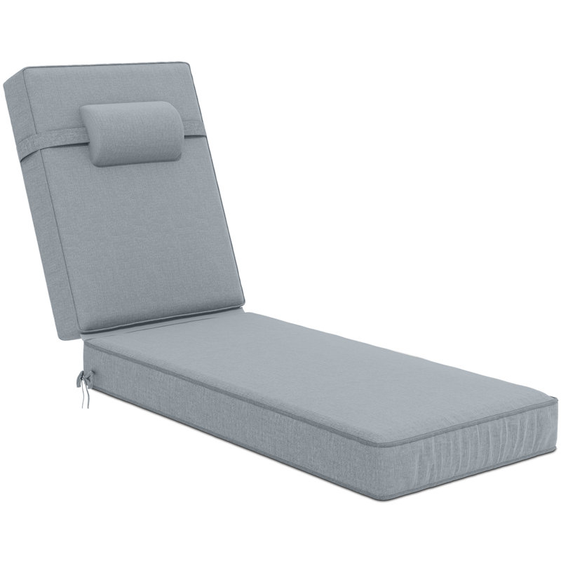 Outdoor Olefin Chaise Lounge Cushions, Light Gray, 44" W x 21" D