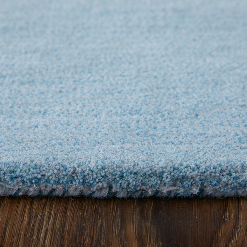 Kawai Hand Knotted Wool Abstract Area Rug in Teal, Rectangle 5' x 8'